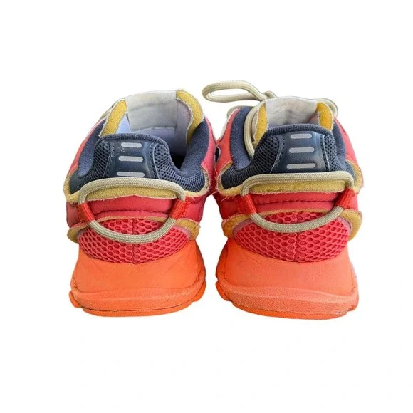 Lacoste L003 Neo Sneakers Mens 12 Orange Red Mesh Suede Runner Shoes Casual EUC